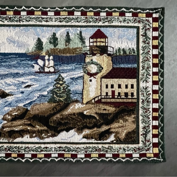 Holiday Christmas Tapestry Placemats Lighthouse Winter Sea Scene 17x12 Set‎ of 4 - Picture 4 of 7